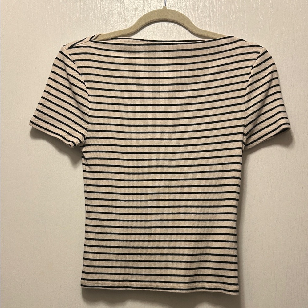 Classic Black and White Striped Women's ribbed top